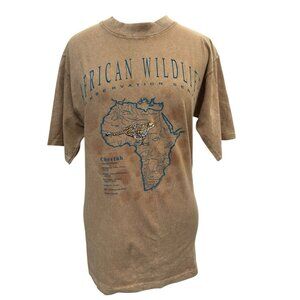 Vtg Dallas Alice Brown  Acid Wash Embroidered Leopard Lg Single Stitch USA Made